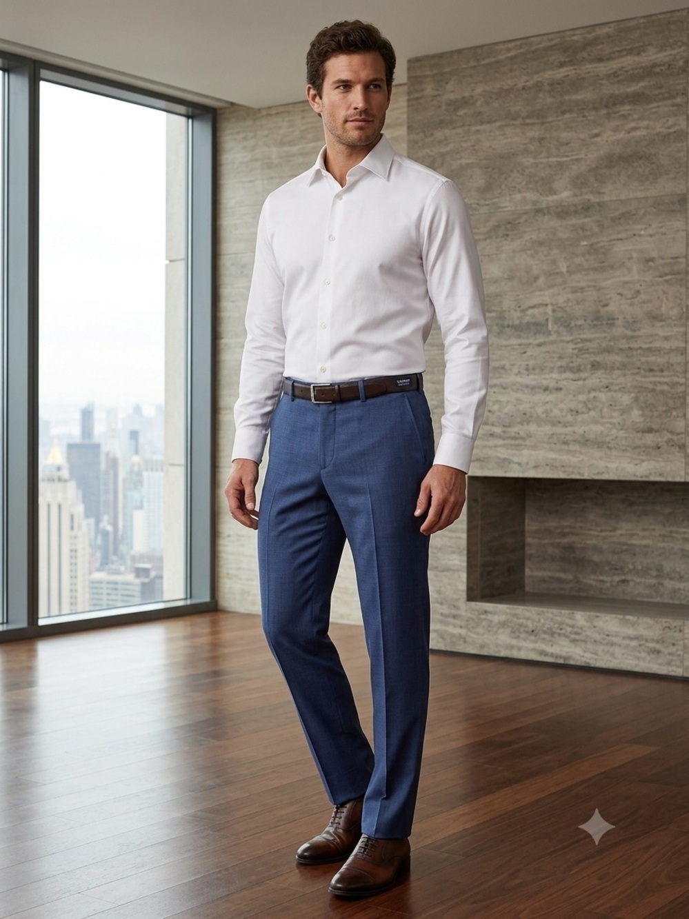 NWT Daniel Cremieux Men's Blue Modern Fit Dress Pants, Travel Smart, 35R